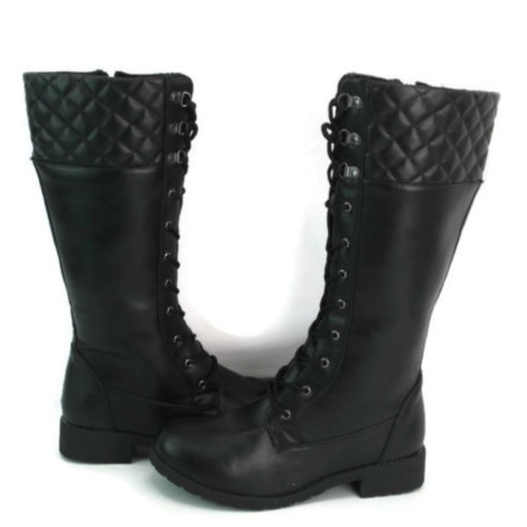Adriana Shoes Adriana Womens Black Mid Calf Combat Boots Size 9